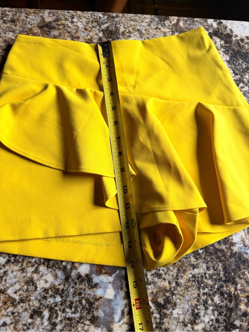 Zara Yellow Ruffle Skort, high waist, side zip, elastic back waist, CUTE! Size S - Picture 13 of 13